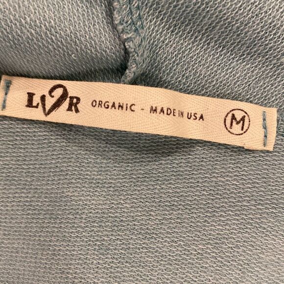 ❤️Last Chance LVR Organic blue cowl neck long sleeve hooded pullover size M - Picture 6 of 10